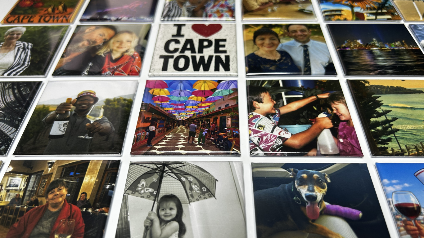 Personalized photo magnets showcasing special occasions and events